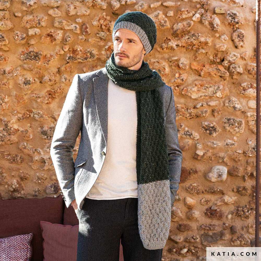 Katia Merino Tweed 318 Mosterd - Patroon breien haken heren set herfst winter katia — gemaakt met Katia Merino Tweed (4)