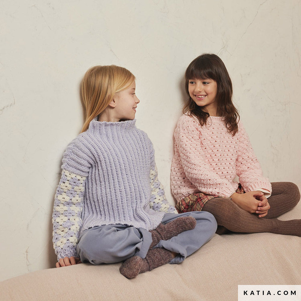 Katia New Ultrasoft 083 Perzik - Patroon breien haken kinderen trui herfst winter katia — gemaakt met Katia New Ultrasoft (2)