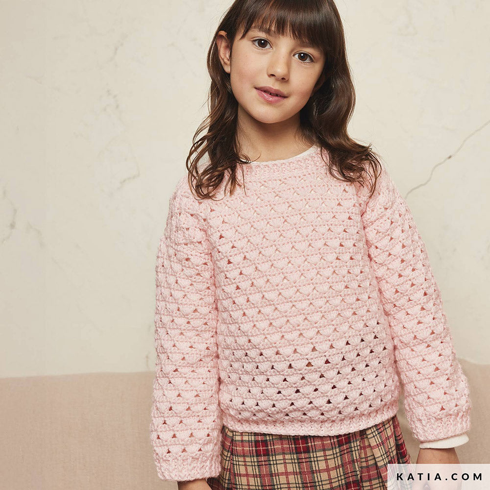 Katia New Ultrasoft 083 Perzik - Patroon breien haken kinderen trui herfst winter katia — gemaakt met Katia New Ultrasoft (7)