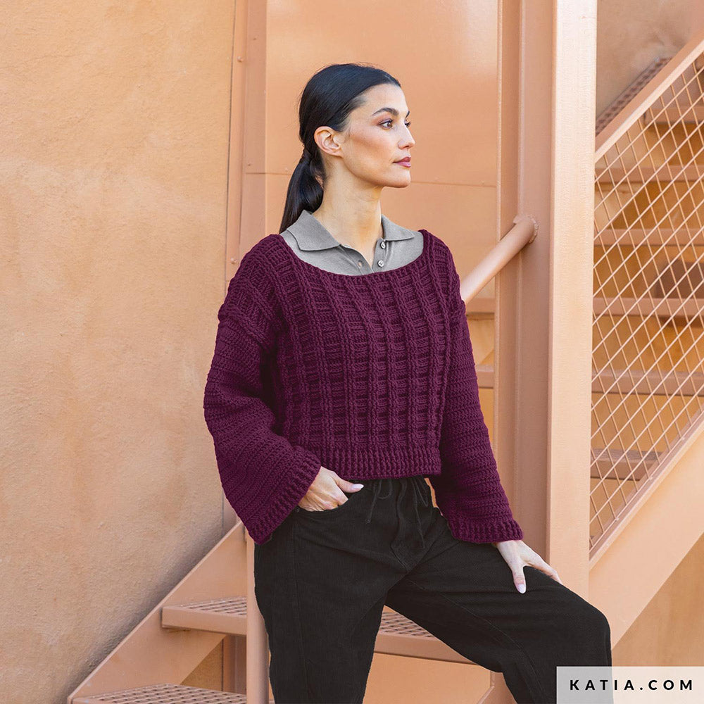 Katia New Ultrasoft 084 Mint - Patroon breien haken dames trui herfst winter katia — gemaakt met Katia New Ultrasoft (14)