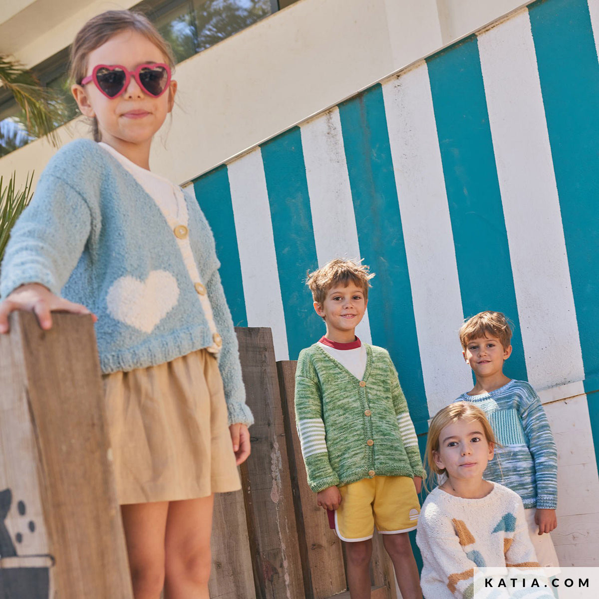 Katia Onda 082 Rozeachtig beige - Patroon breien haken kinderen jas lente zomer katia — gemaakt met Katia Onda