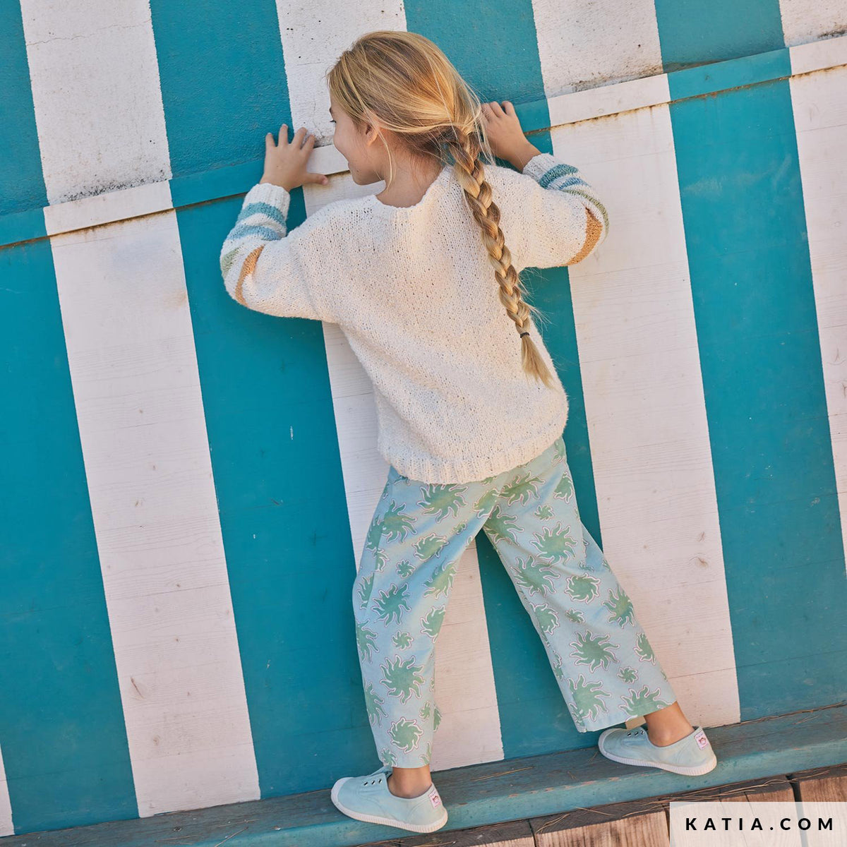 Katia Onda 082 Rozeachtig beige - Patroon breien haken kinderen trui lente zomer katia — gemaakt met Katia Onda (2)