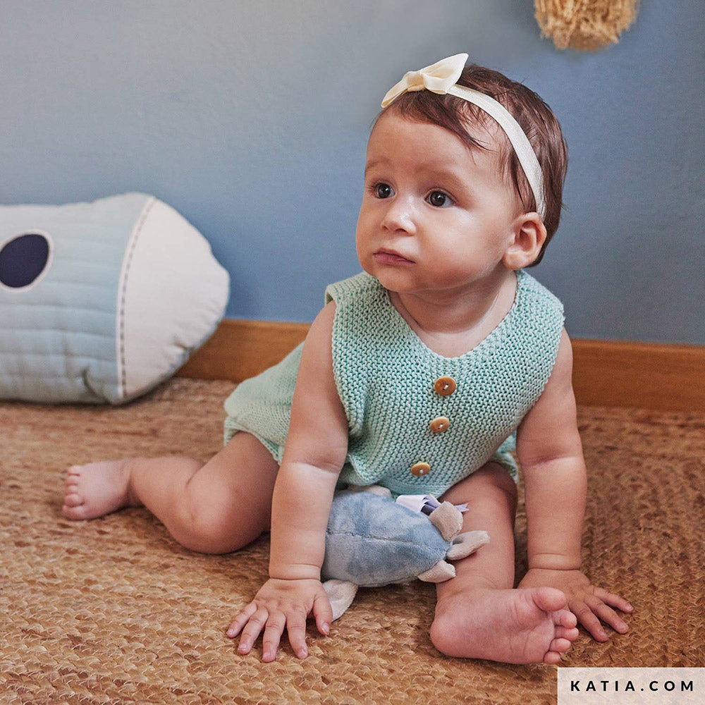 Katia Panama 060 Water blauw - Patroon breien haken baby romper lente zomer katia — gemaakt met Katia Panama (2)
