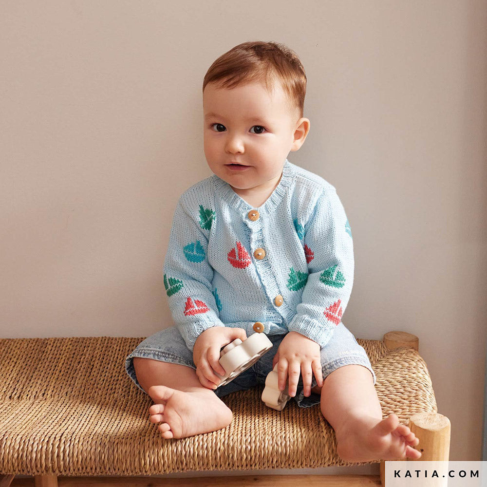 Katia Panama 060 Water blauw - Patroon breien haken baby jas lente zomer katia — gemaakt met Katia Panama (2)