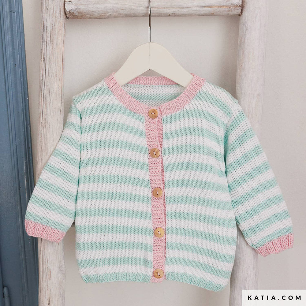 Katia Panama 060 Water blauw - Patroon breien haken baby trui lente zomer katia — gemaakt met Katia Panama (4)