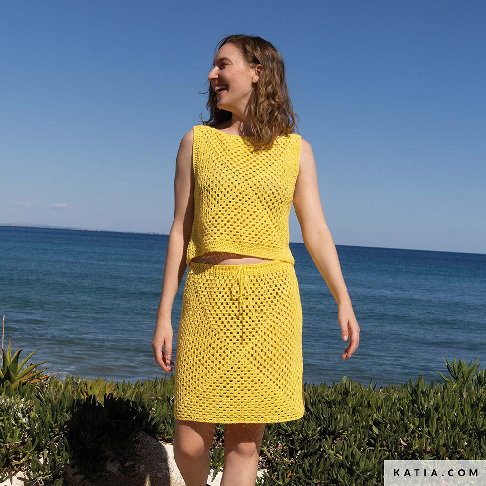 Katia Panama 060 Water blauw - Patroon breien haken dames rok lente zomer katia — gemaakt met Katia Panama (2)