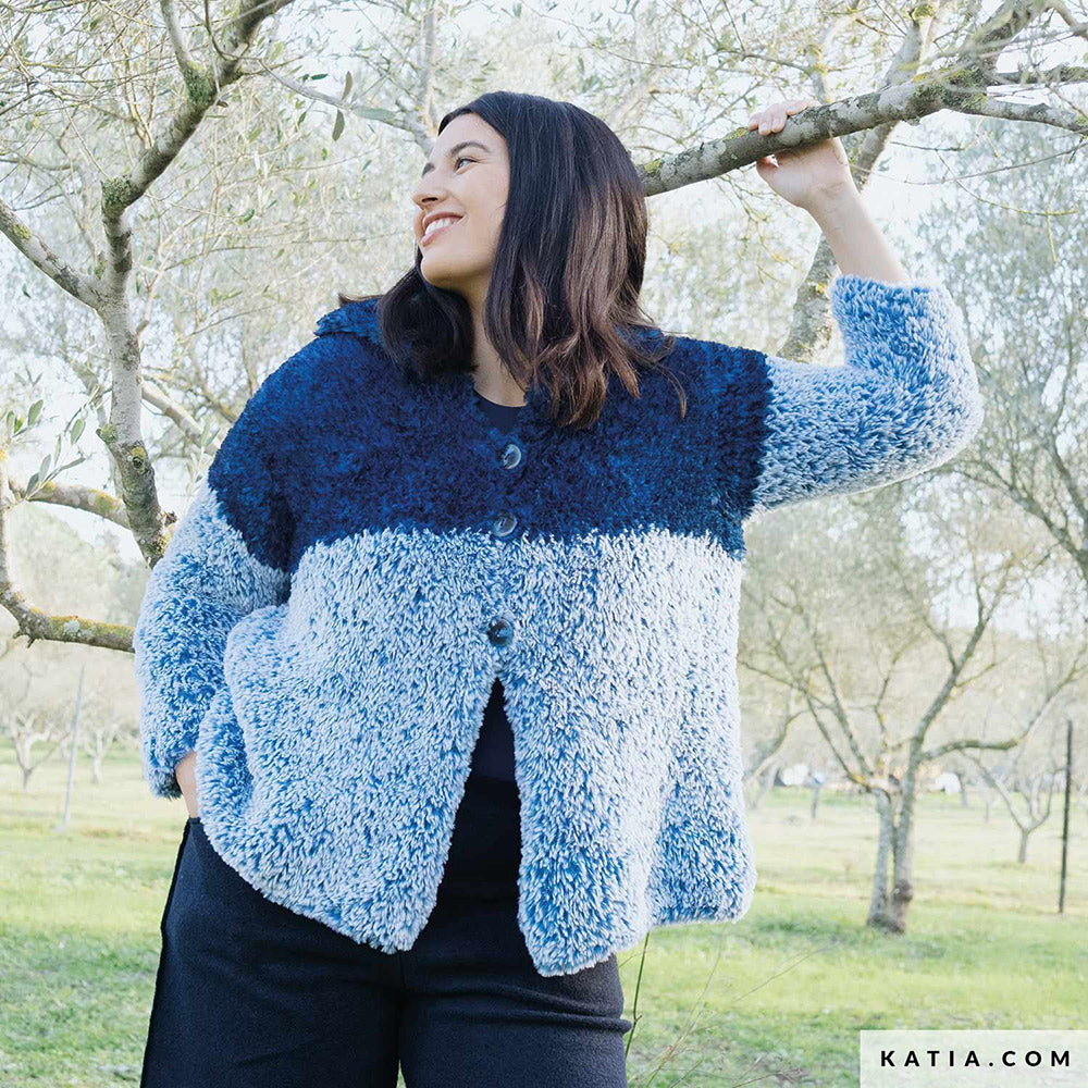 Katia Polar 102 Camel-Wit - Patroon breien haken dames jas herfst winter katia — gemaakt met Katia Polar (12)