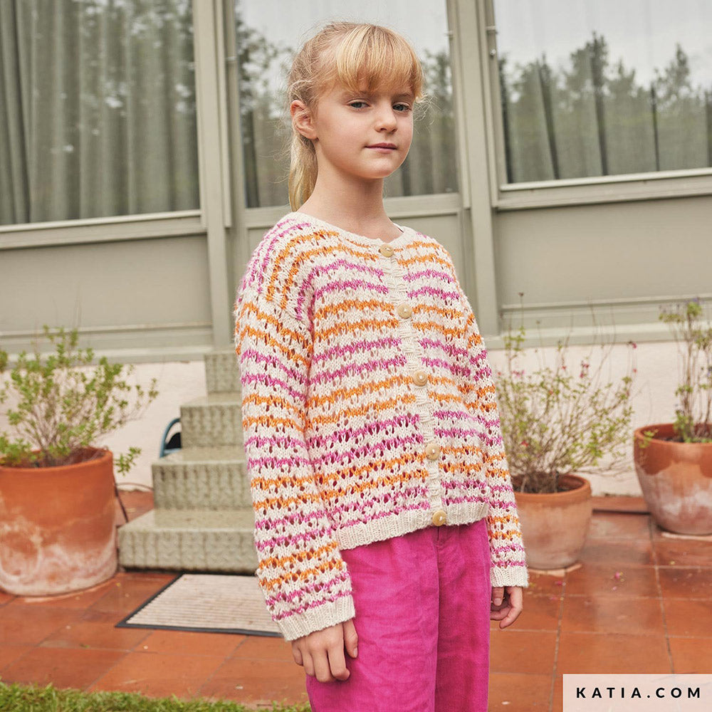 Katia Puro Cotone 56 Geel - Patroon breien haken kinderen jas lente zomer katia — gemaakt met Katia Puro Cotone (9)