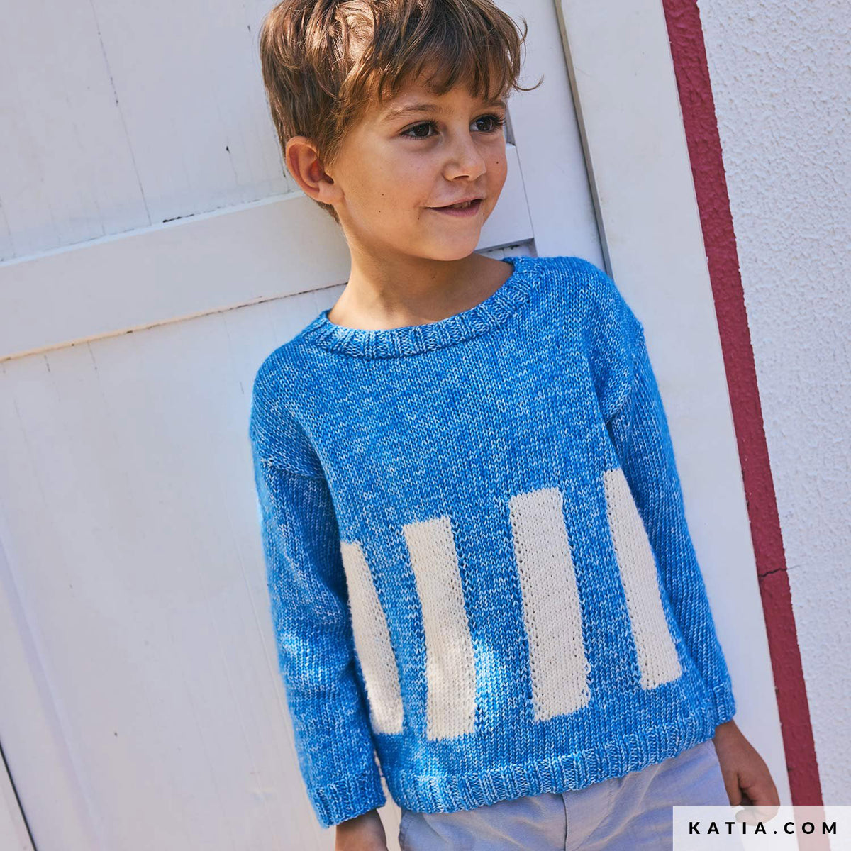 Katia Puro Cotone 59 Fuchsia - Patroon breien haken kinderen trui lente zomer katia — gemaakt met Katia Puro Cotone (9)