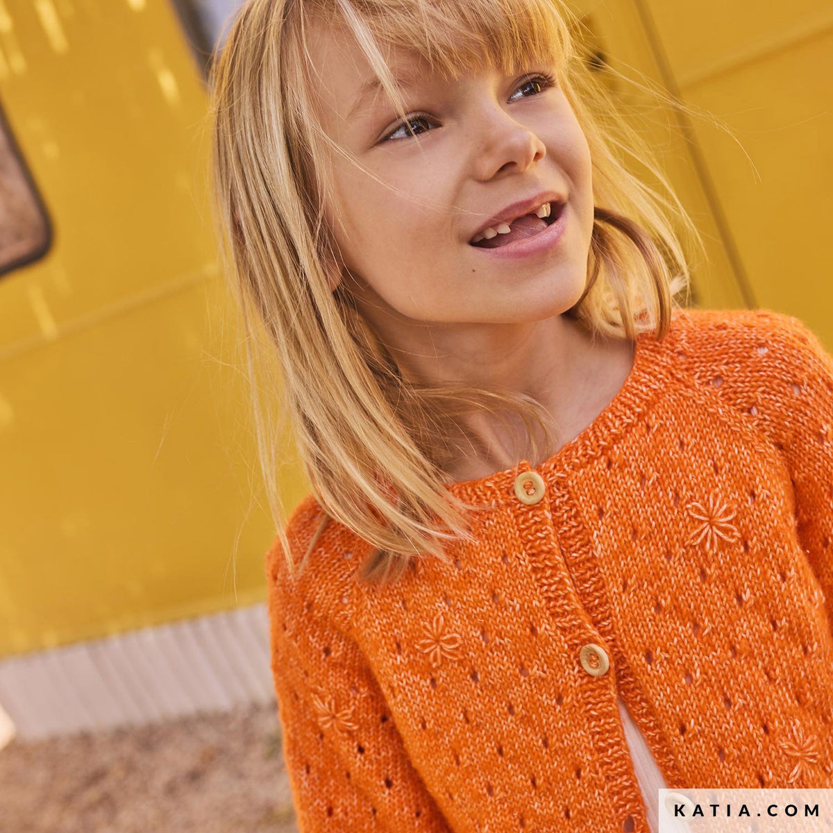 Katia Puro Cotone 59 Fuchsia - Patroon breien haken kinderen jas lente zomer katia — gemaakt met Katia Puro Cotone
