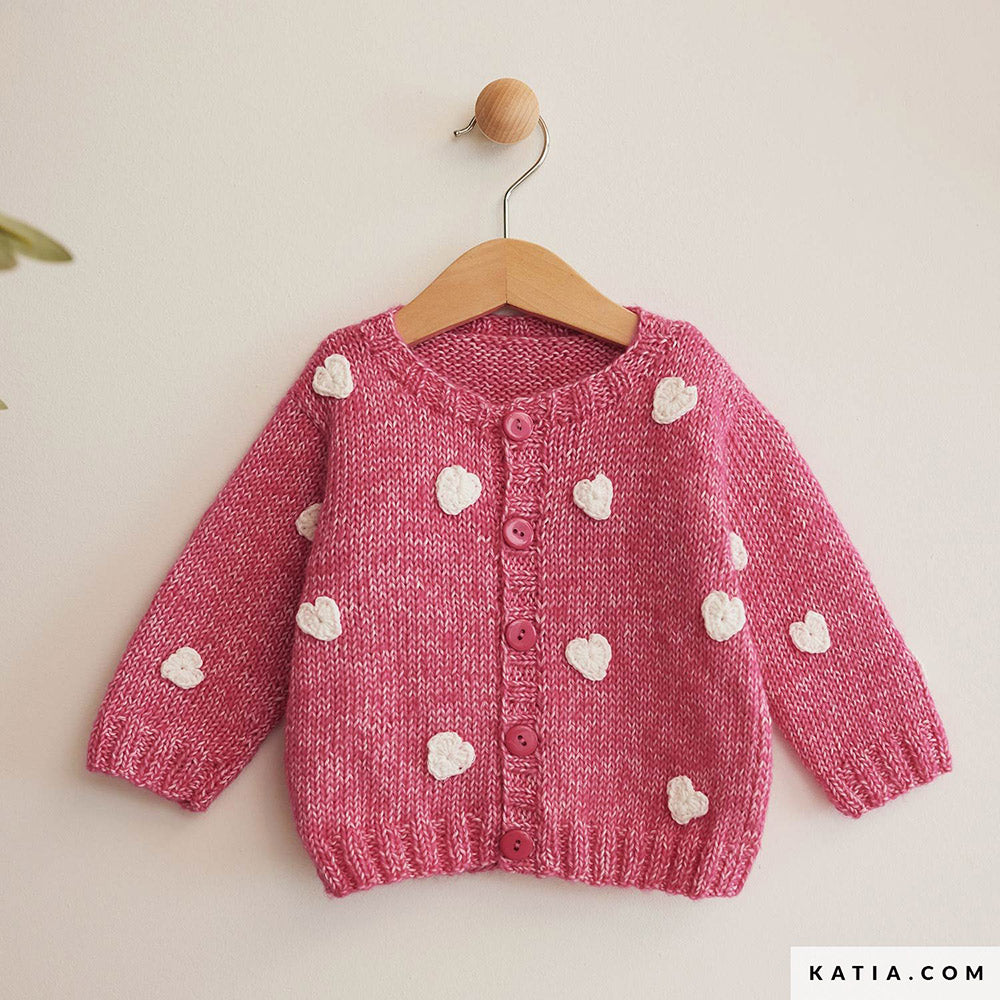 Katia Puro Cotone 59 Fuchsia - Patroon breien haken baby jas lente zomer katia — gemaakt met Katia Puro Cotone (3)