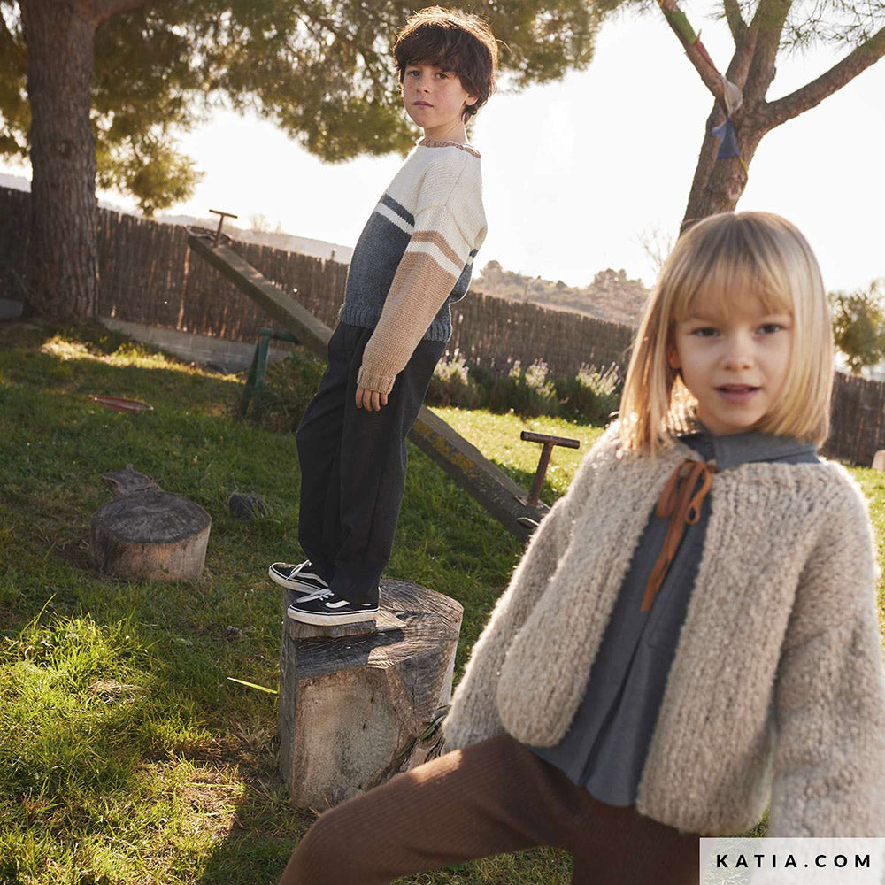 Katia Shibuya 100 Bruin-Mint-Oker - Patroon breien haken kinderen jas herfst winter katia — gemaakt met Katia Shibuya (2)