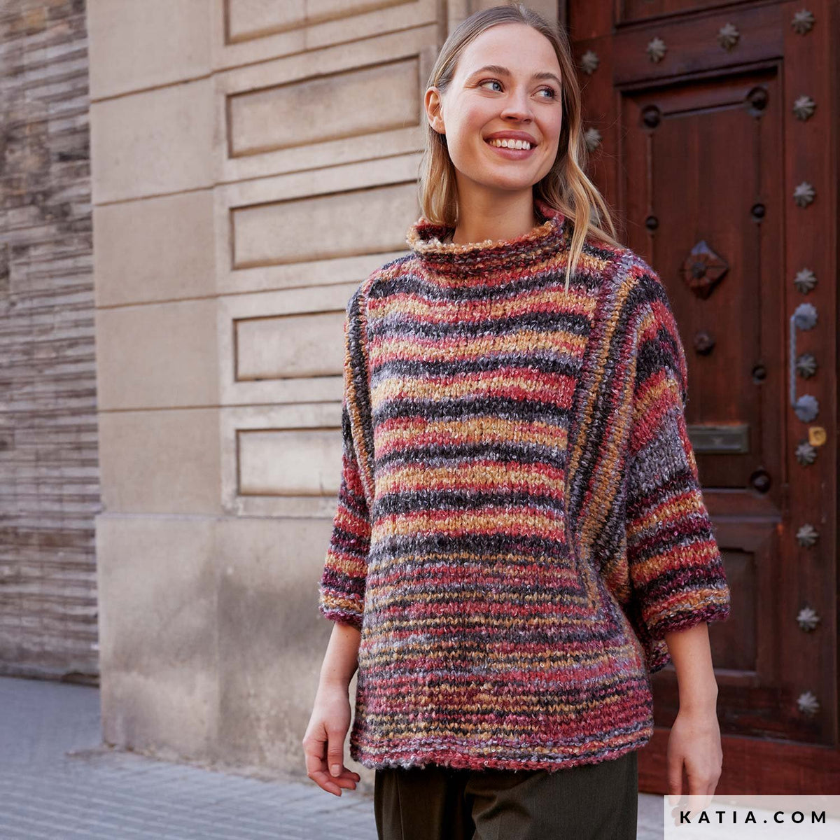 Katia Shibuya 100 Bruin-Mint-Oker - Patroon breien haken dames trui herfst winter katia — gemaakt met Katia Shibuya (7)