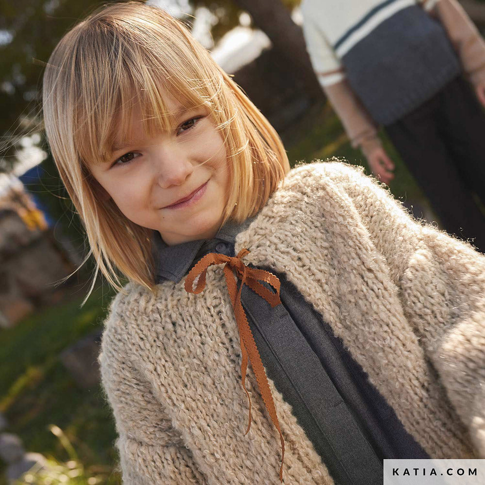 Katia Shibuya 100 Bruin-Mint-Oker - Patroon breien haken kinderen jas herfst winter katia — gemaakt met Katia Shibuya