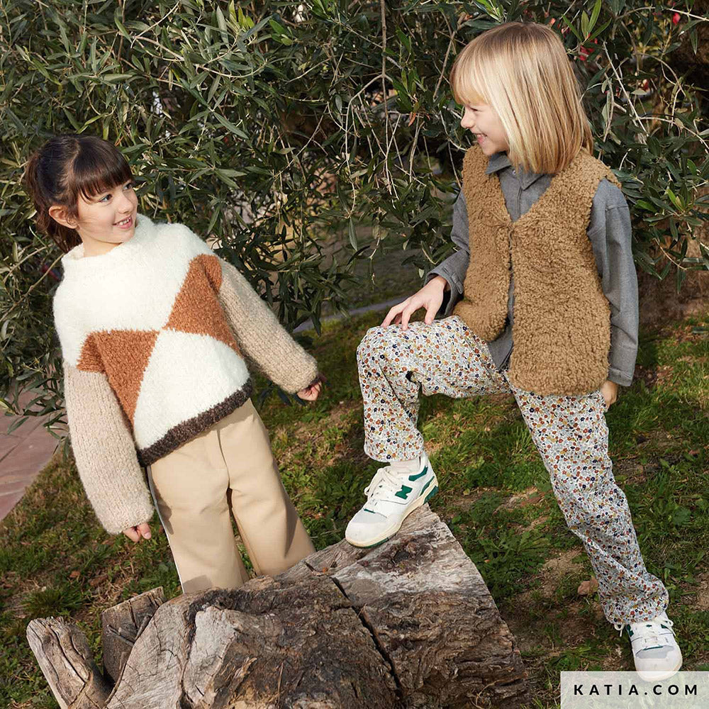 Katia Shibuya 100 Bruin-Mint-Oker - Patroon breien haken kinderen trui herfst winter katia — gemaakt met Katia Shibuya (3)