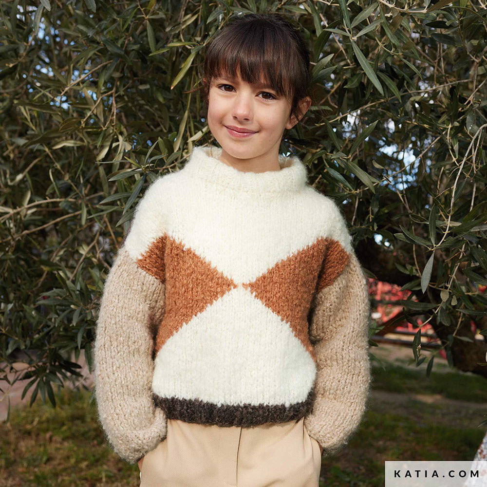 Katia Shibuya 100 Bruin-Mint-Oker - Patroon breien haken kinderen trui herfst winter katia — gemaakt met Katia Shibuya (5)