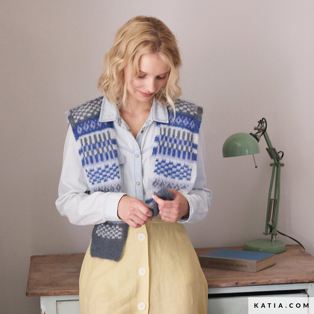 Patroon breien haken dames vest herfst winter katia — gemaakt met Katia Silky Mohair (2)