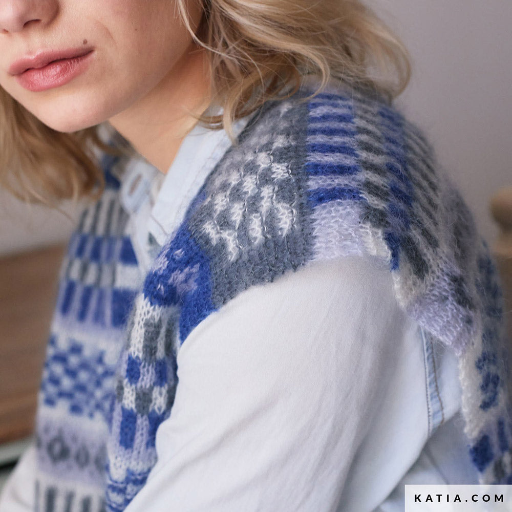 Patroon breien haken dames vest herfst winter katia — gemaakt met Katia Silky Mohair (7)