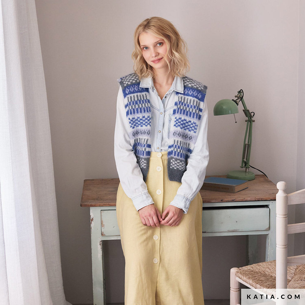 Patroon breien haken dames vest herfst winter katia — gemaakt met Katia Silky Mohair