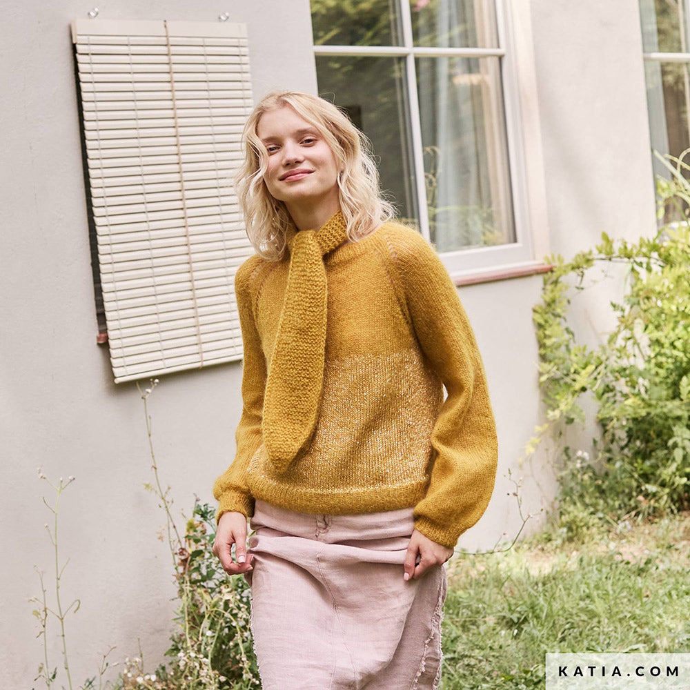 Patroon breien haken dames omslagdoek herfst winter katia — gemaakt met Katia Silky Mohair
