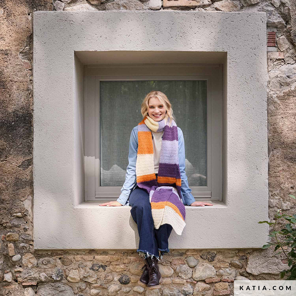 Patroon breien haken dames sjaal herfst winter katia — gemaakt met Katia Silky Mohair (5)