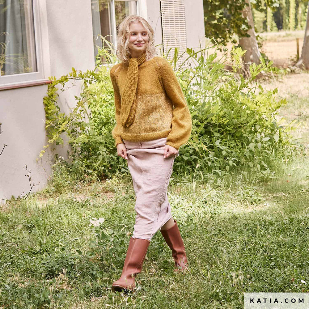 Patroon breien haken dames omslagdoek herfst winter katia — gemaakt met Katia Silky Mohair (4)