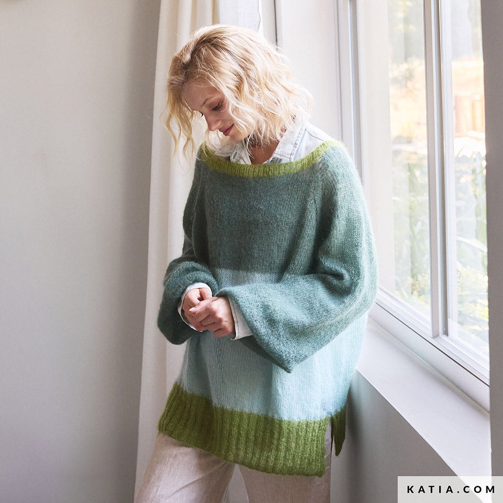 Patroon breien haken dames trui herfst winter katia — gemaakt met Katia Silky Mohair (14)