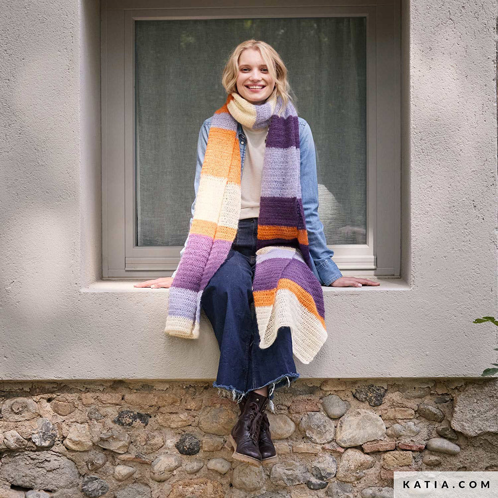 Katia Silky Mohair 104 Licht grijs - Patroon breien haken dames sjaal herfst winter katia — gemaakt met Katia Silky Mohair (6)
