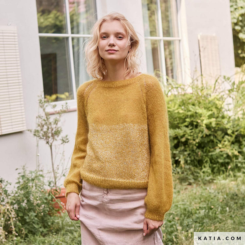 Katia Silky Mohair 104 Licht grijs - Patroon breien haken dames trui herfst winter katia — gemaakt met Katia Silky Mohair (13)