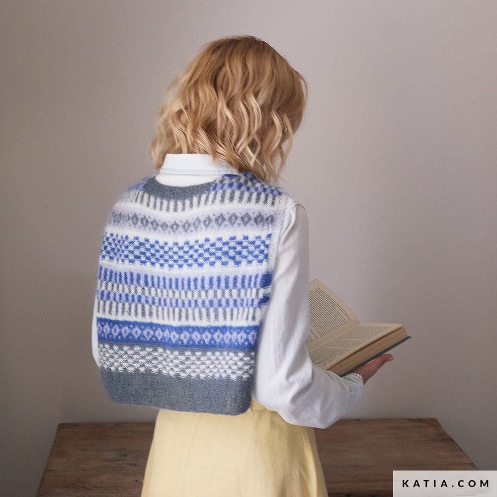 Katia Silky Mohair 104 Licht grijs - Patroon breien haken dames vest herfst winter katia — gemaakt met Katia Silky Mohair (9)