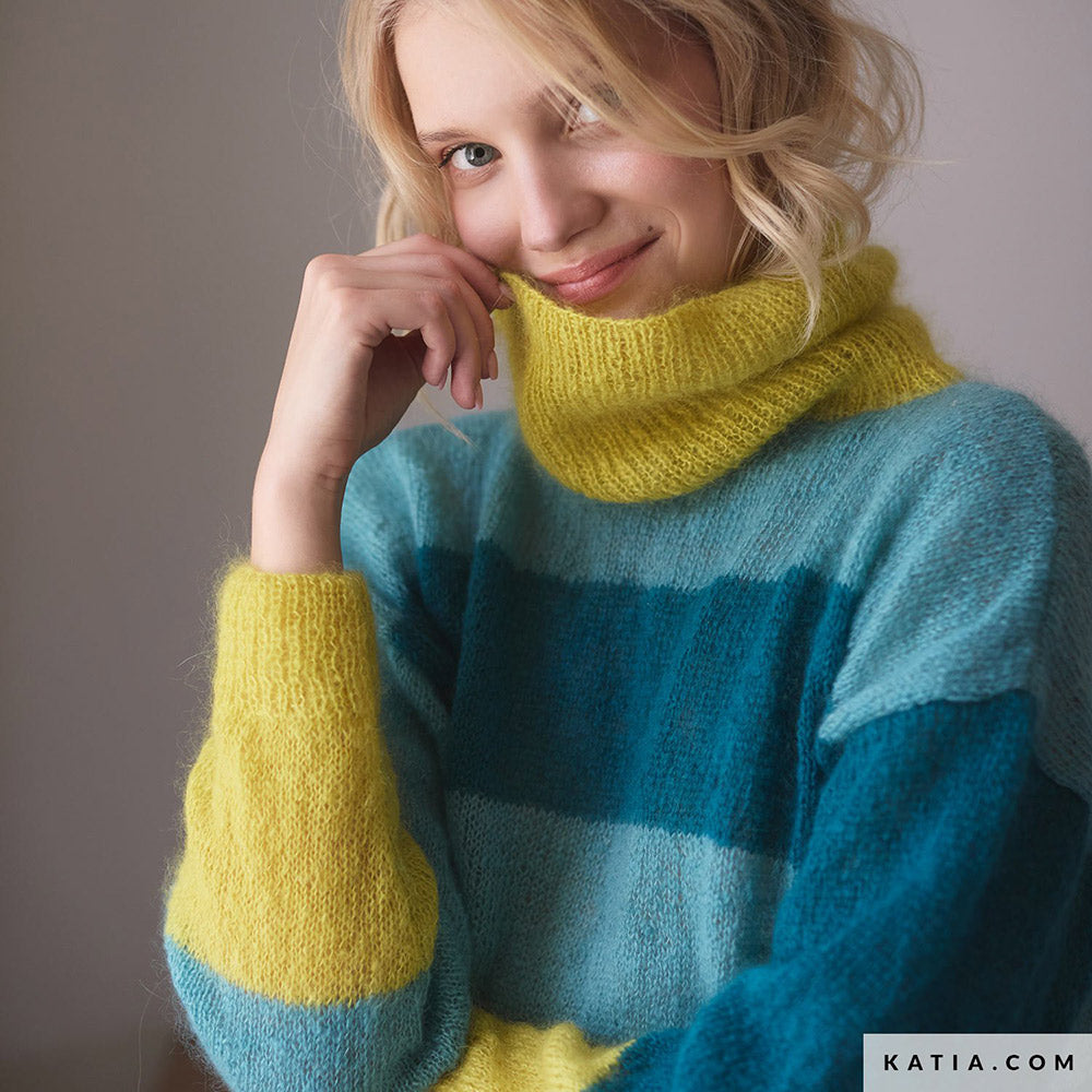 Katia Silky Mohair 104 Licht grijs - Patroon breien haken dames trui herfst winter katia — gemaakt met Katia Silky Mohair (29)