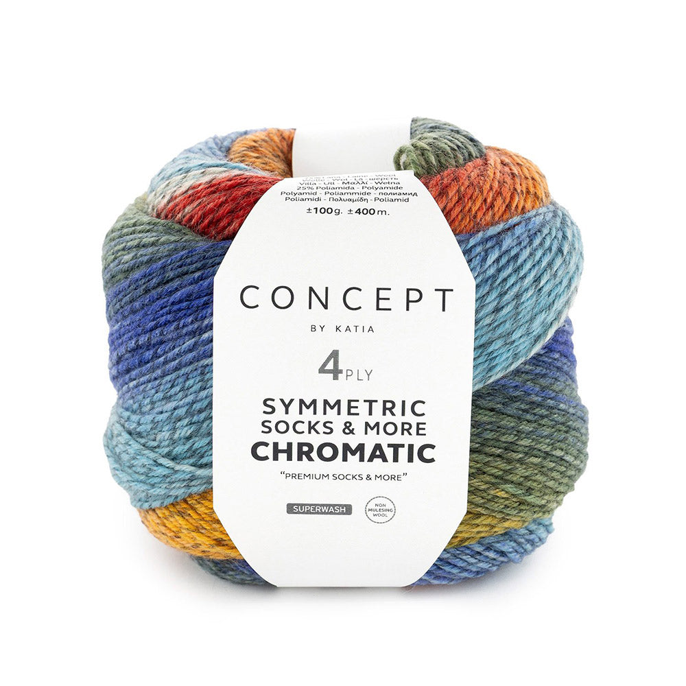 Katia Symmetric Socks & More - Chromatic 201 Rood-Blauw-Oranje-Groen