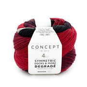 Katia Symmetric Socks & More - Degradé 053 Rood-Zwart