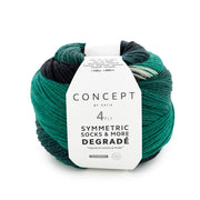 Katia Symmetric Socks & More - Degradé 055 Smaragd groen-Zwart