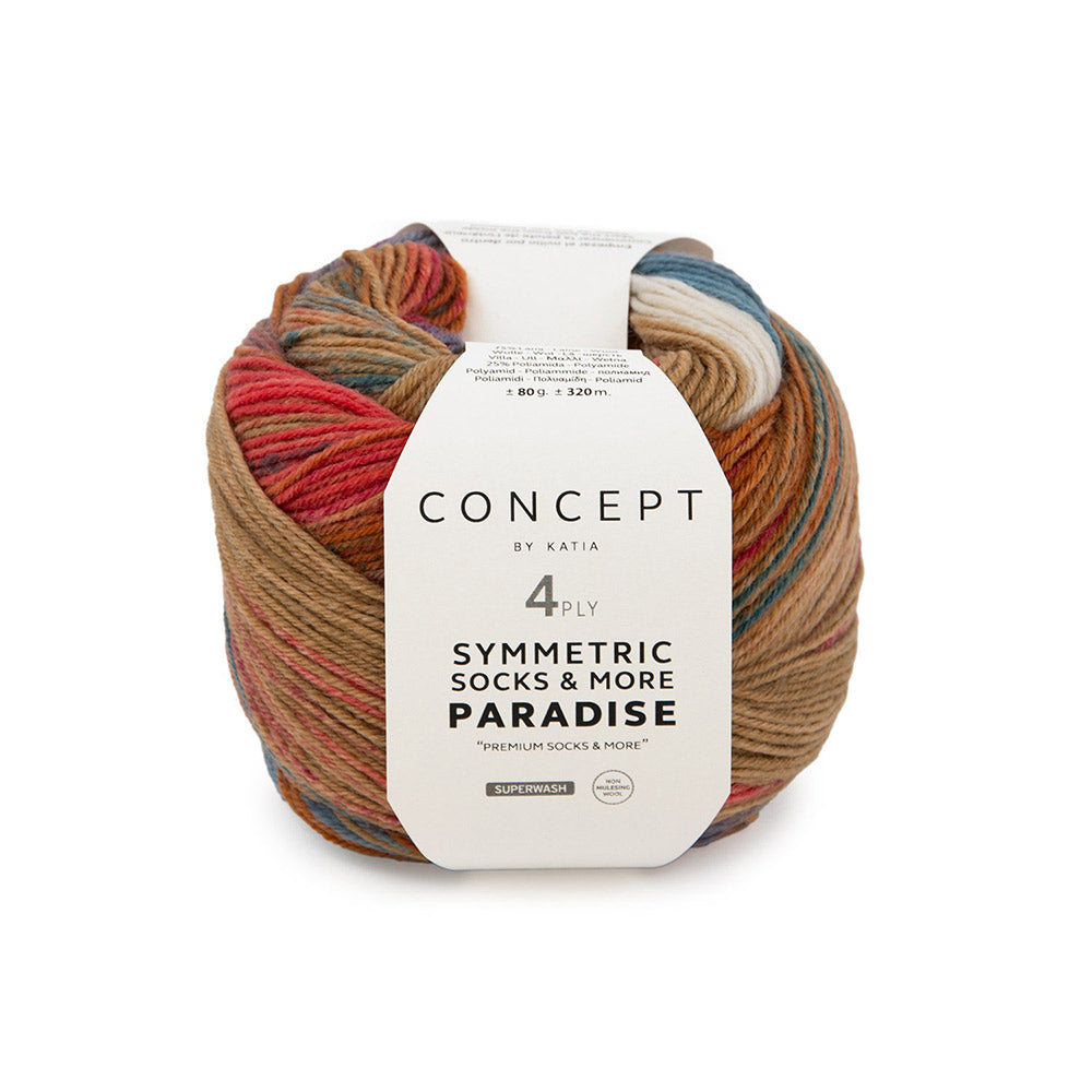 Katia Symmetric Socks & More - Paradise 041 Rood-Oker-Olieverf