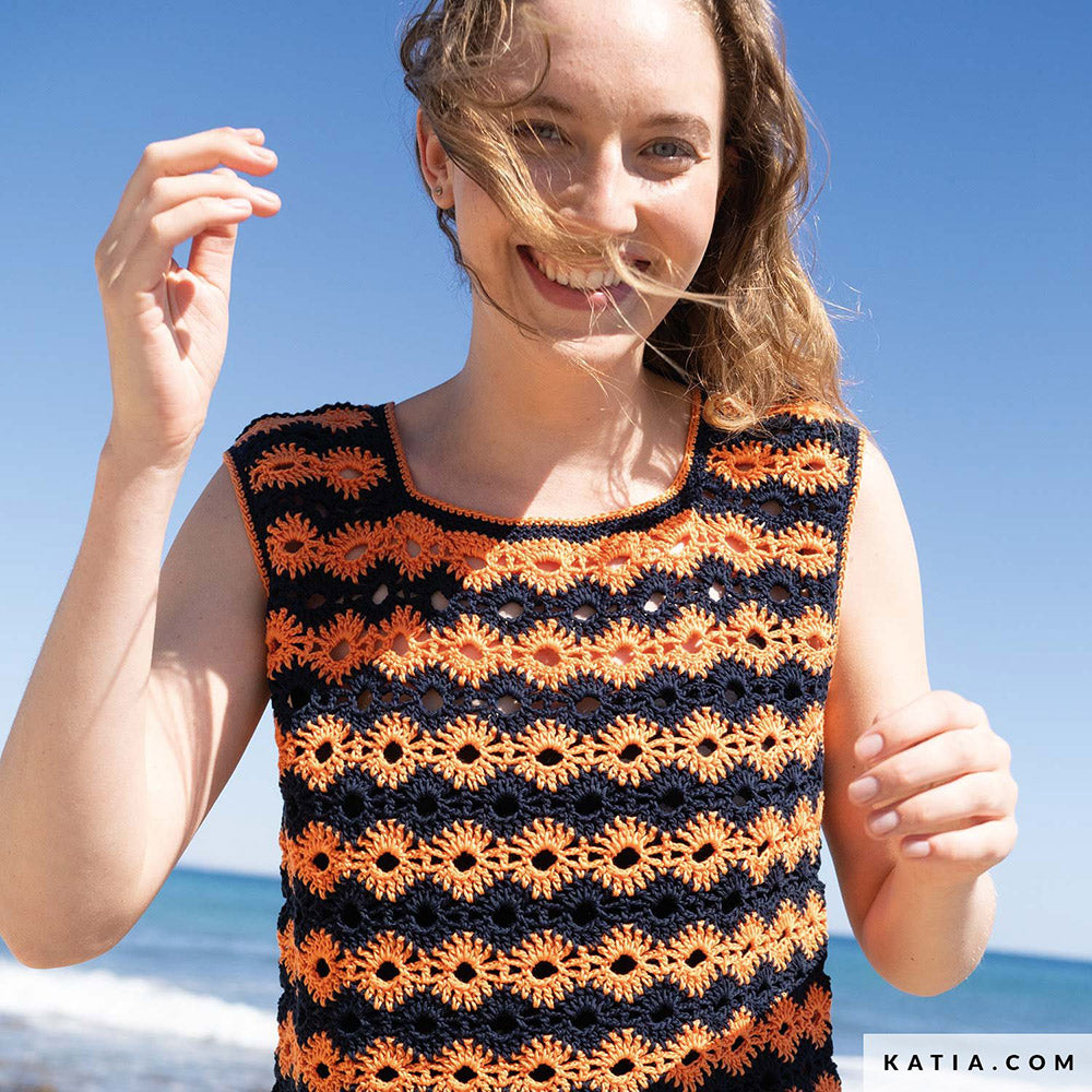 Katia Tencel-Cotton 028 Grijs - Patroon breien haken dames topje lente zomer katia — gemaakt met Katia Tencel-Cotton (4)