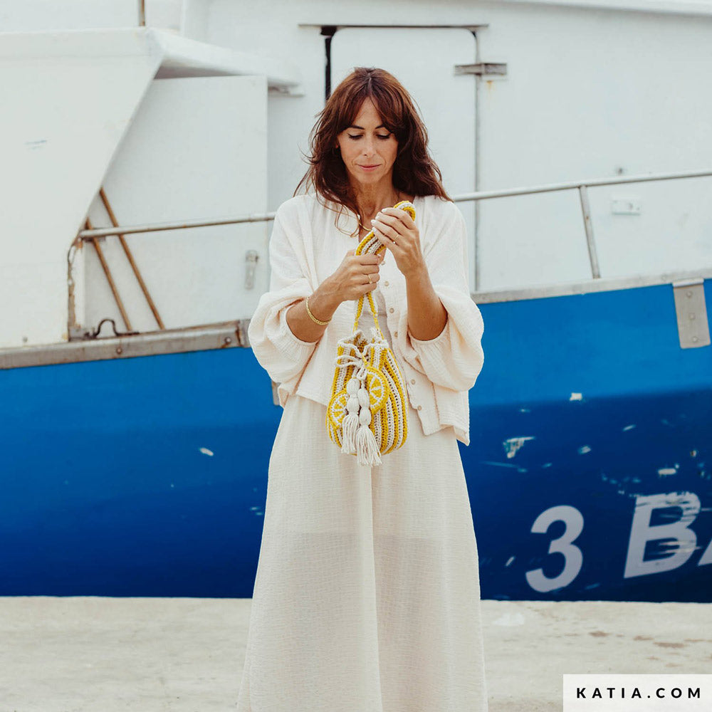 Katia The Vegan Bag 050 Ecru - Patroon breien haken dames tas lente zomer katia — gemaakt met Katia The Vegan Bag