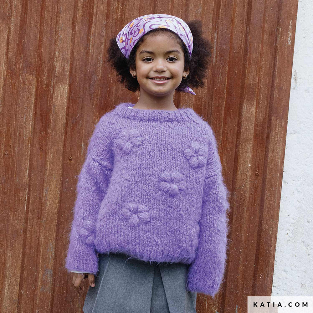 Katia WOW - Fluffy 082 Donker grijs - Patroon breien haken kinderen trui herfst winter katia — gemaakt met Katia WOW - Fluffy (3)