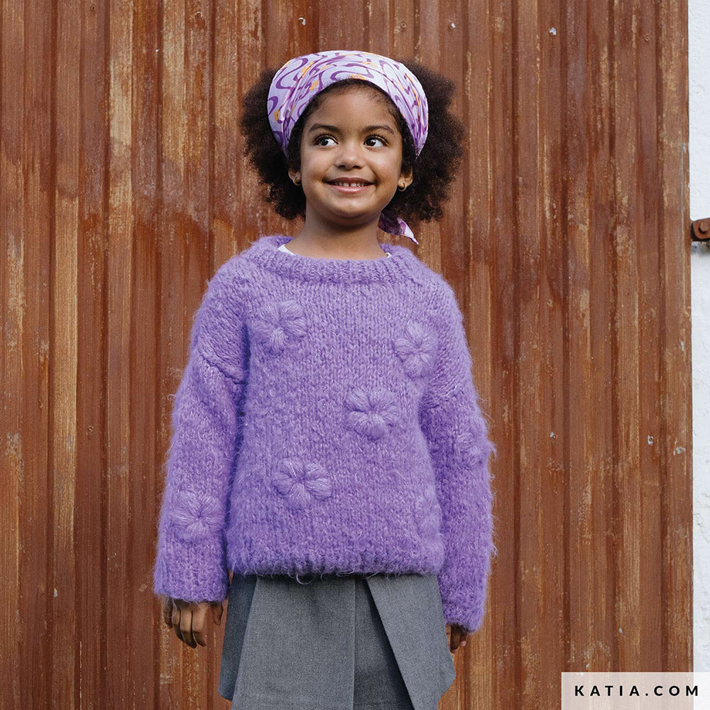 Katia WOW - Fluffy 082 Donker grijs - Patroon breien haken kinderen trui herfst winter katia — gemaakt met Katia WOW - Fluffy (8)