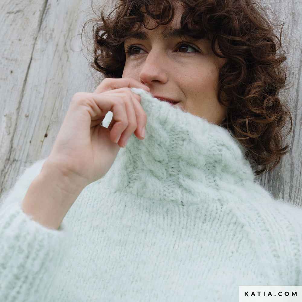 Katia WOW - Fluffy 082 Donker grijs - Patroon breien haken dames trui herfst winter katia — gemaakt met Katia WOW - Fluffy (13)