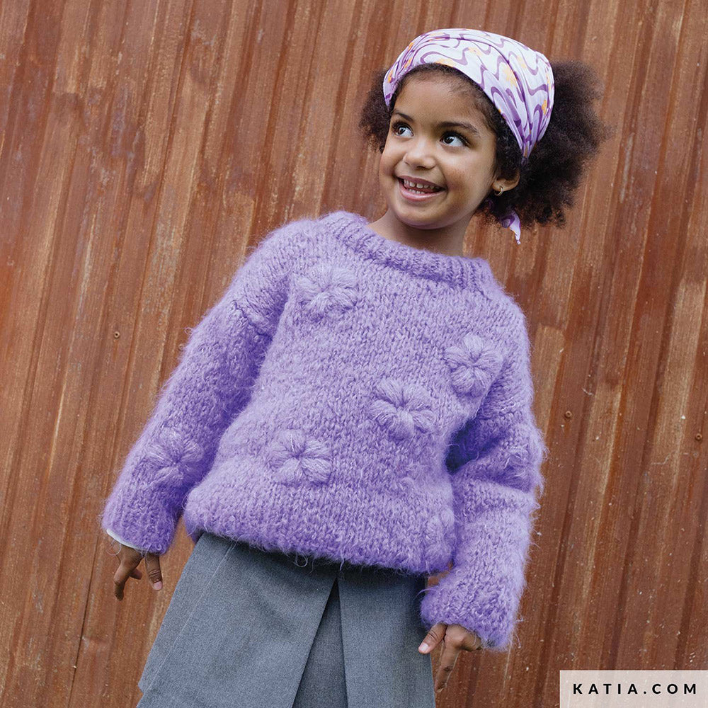 Katia WOW - Fluffy 082 Donker grijs - Patroon breien haken kinderen trui herfst winter katia — gemaakt met Katia WOW - Fluffy (5)