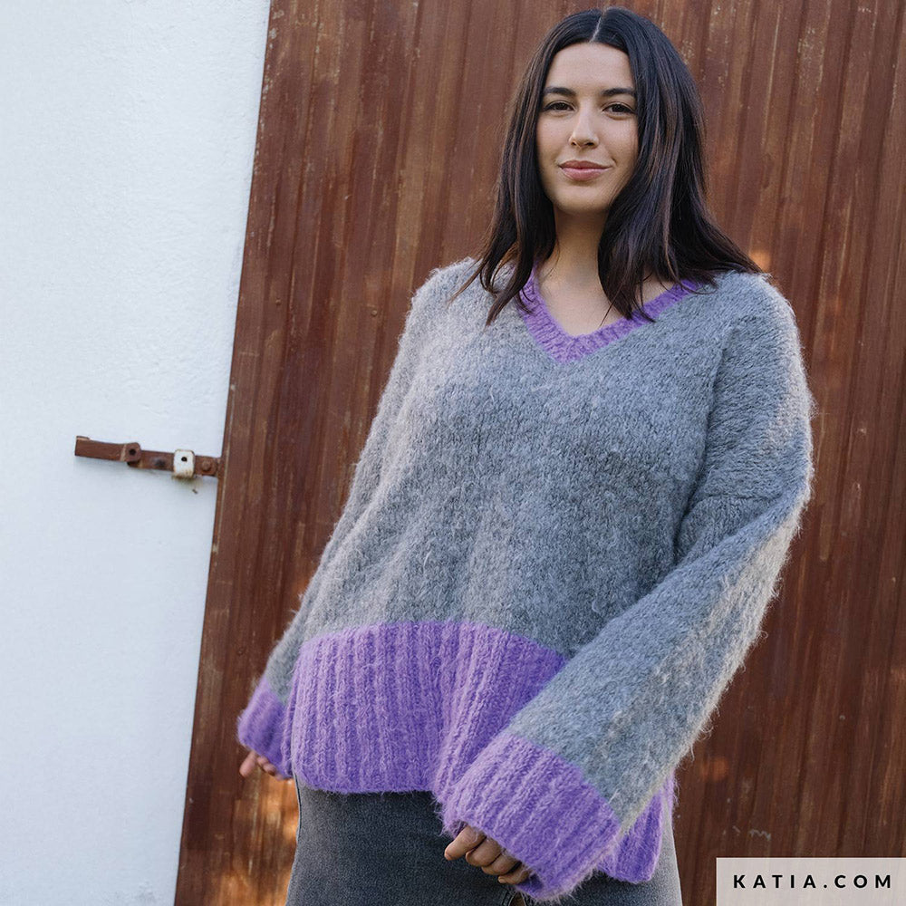 Katia WOW - Fluffy 093 Roest bruin - Patroon breien haken dames trui herfst winter katia — gemaakt met Katia WOW - Fluffy (9)