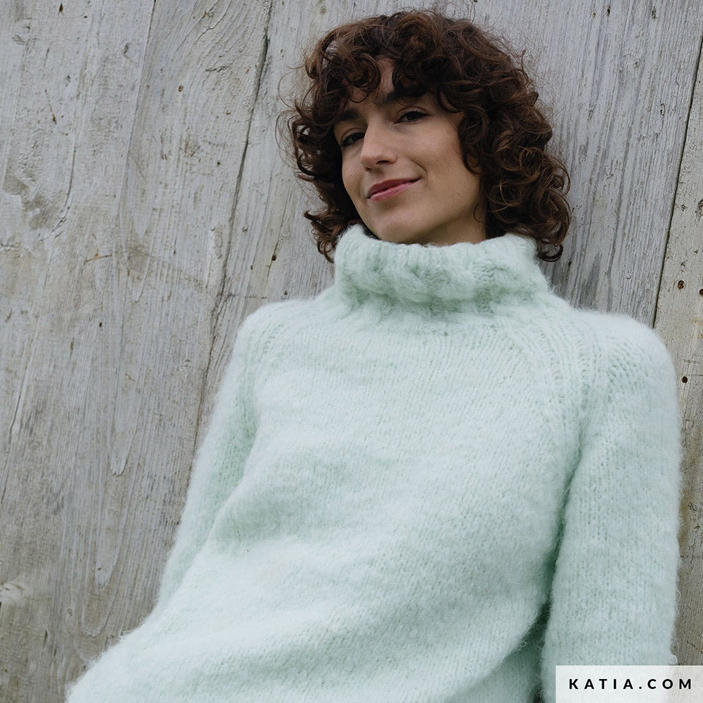 Katia WOW - Fluffy 093 Roest bruin - Patroon breien haken dames trui herfst winter katia — gemaakt met Katia WOW - Fluffy (12)
