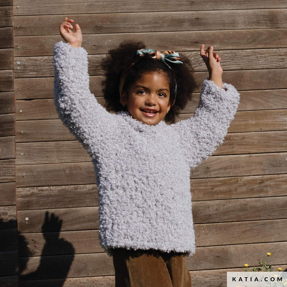 Katia WOW - Loopy 154 Medium grijs - Patroon breien haken kinderen trui herfst winter katia — gemaakt met Katia WOW - Loopy (7)