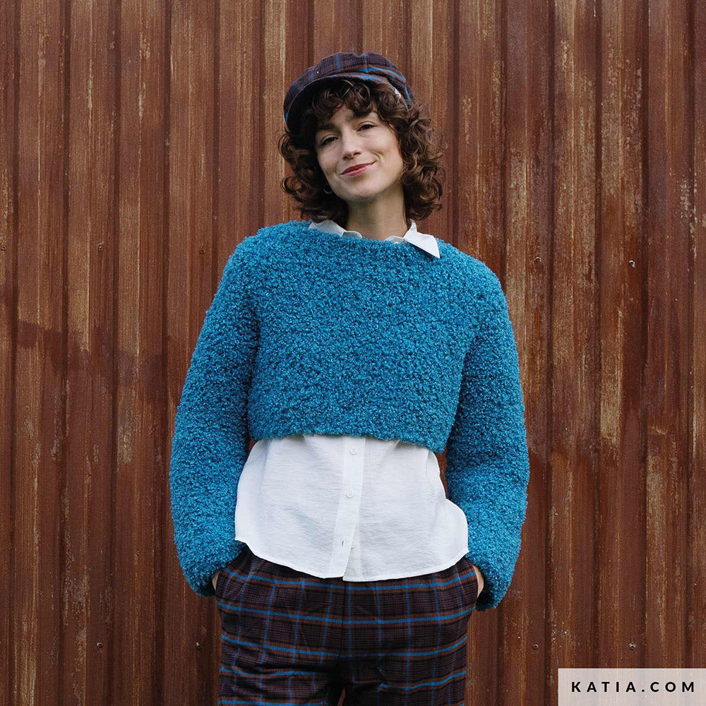 Katia WOW - Loopy 154 Medium grijs - Patroon breien haken dames trui herfst winter katia — gemaakt met Katia WOW - Loopy (9)