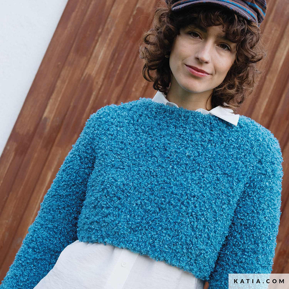 Katia WOW - Loopy 154 Medium grijs - Patroon breien haken dames trui herfst winter katia — gemaakt met Katia WOW - Loopy (7)