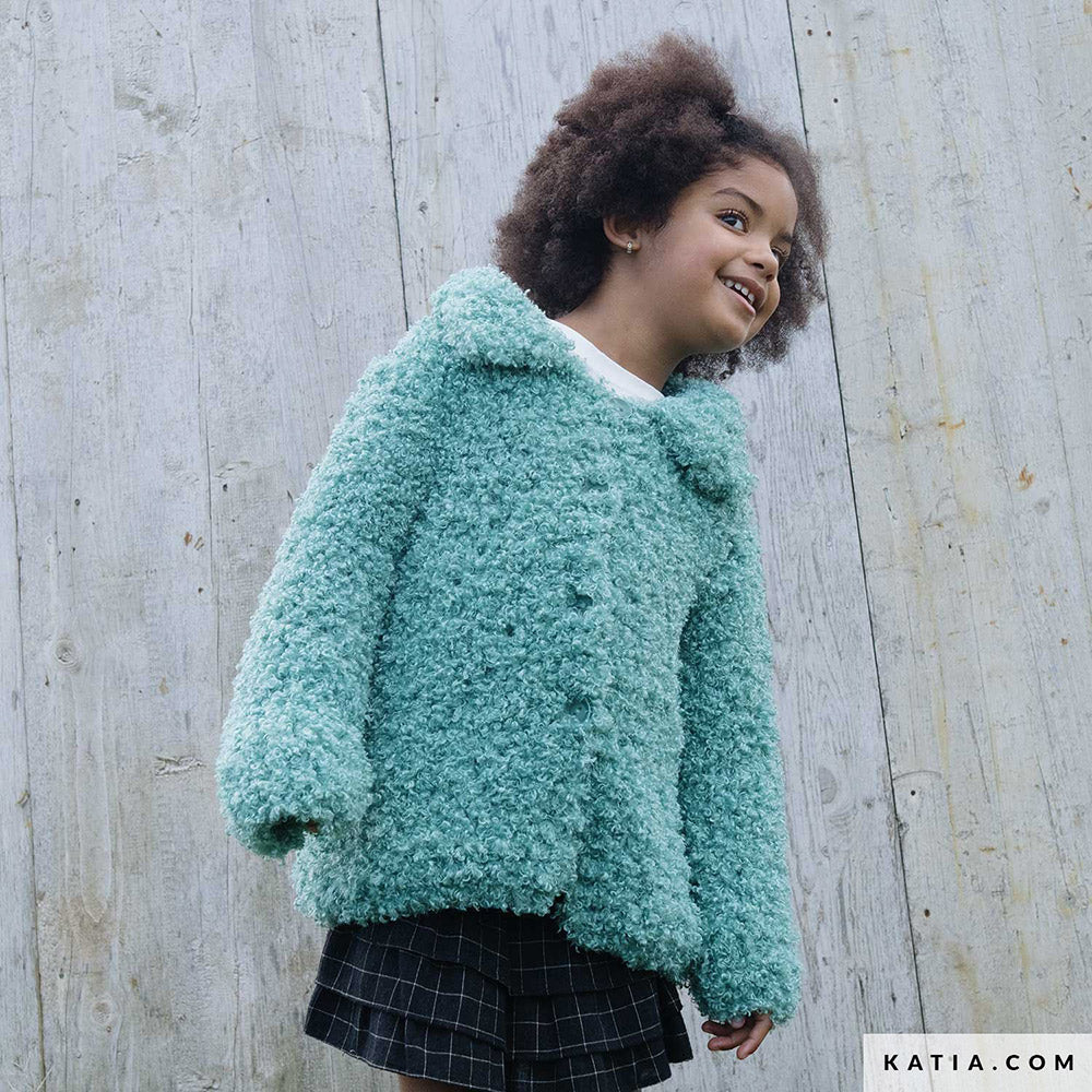 Katia WOW - Loopy 154 Medium grijs - Patroon breien haken kinderen jas herfst winter katia — gemaakt met Katia WOW - Loopy (2)