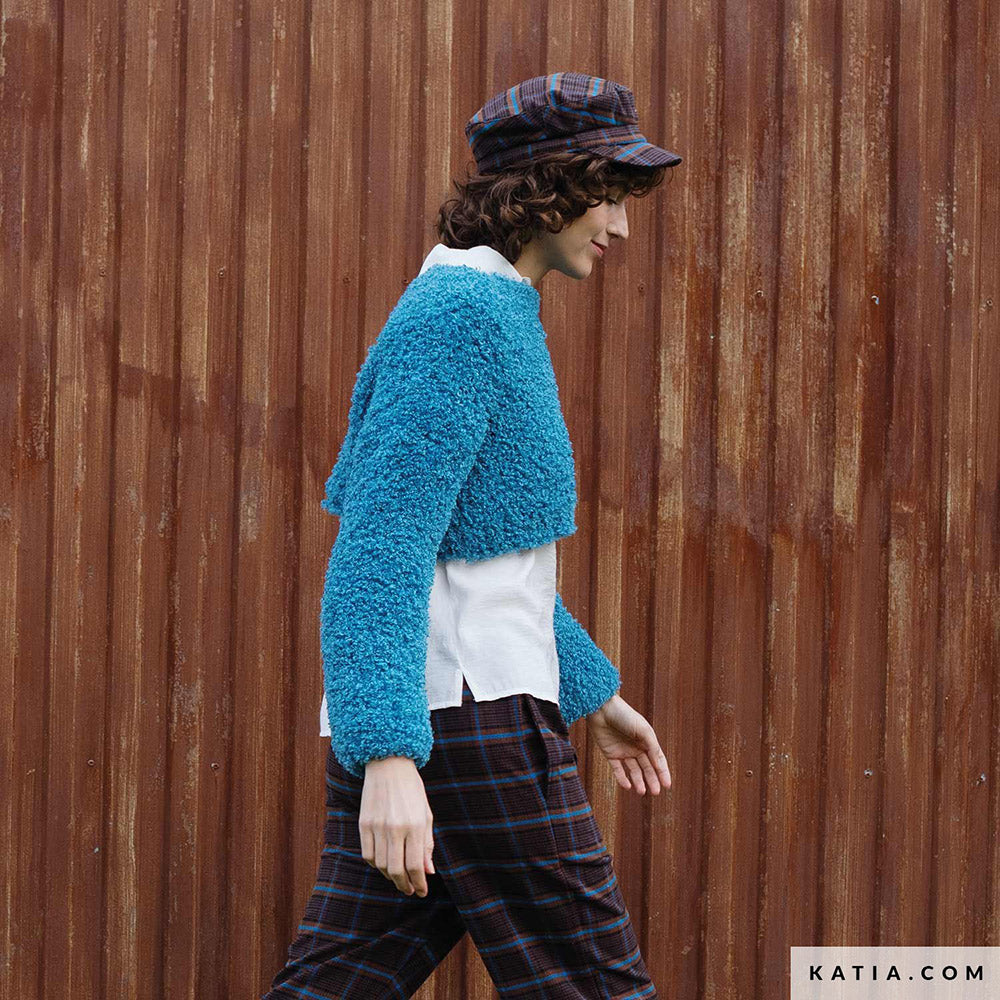 Katia WOW - Loopy 159 Framboos rood - Patroon breien haken dames trui herfst winter katia — gemaakt met Katia WOW - Loopy (5)