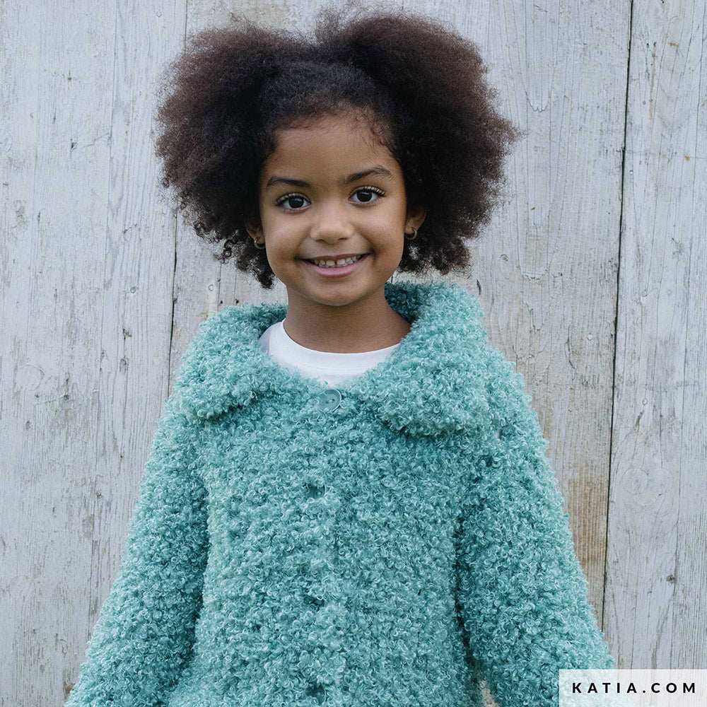 Katia WOW - Loopy 159 Framboos rood - Patroon breien haken kinderen jas herfst winter katia — gemaakt met Katia WOW - Loopy (5)