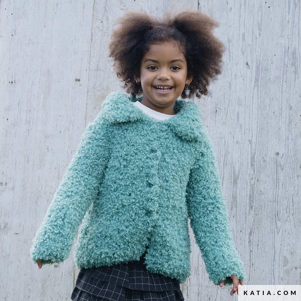 Katia WOW - Loopy 159 Framboos rood - Patroon breien haken kinderen jas herfst winter katia — gemaakt met Katia WOW - Loopy (8)